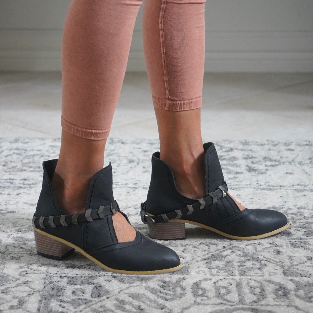 Western Black Saddle Ankle Booties - Brand New!